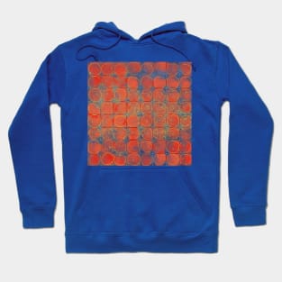 Red berries on blue grid Hoodie